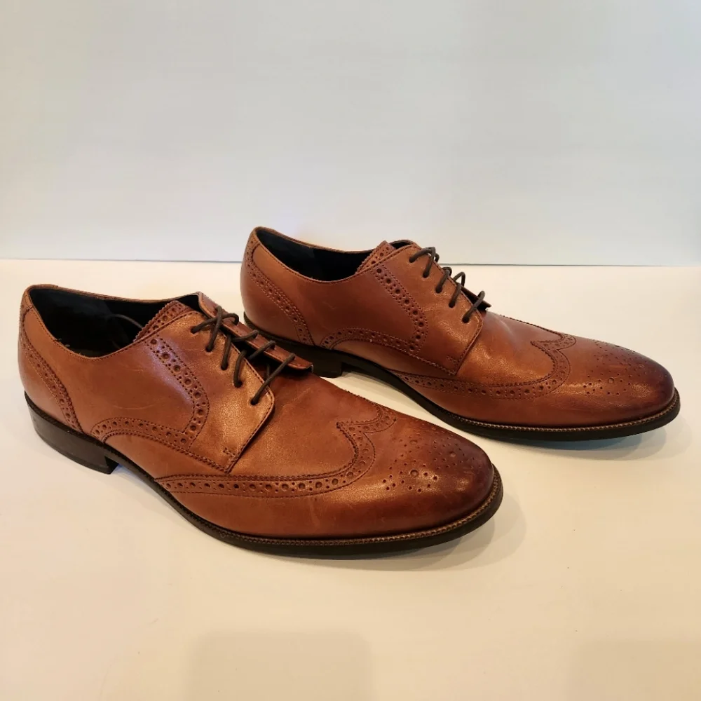 Men's COLE HAAN 'Harrison' Brown Leather Wingtip Oxfords Shoes Mens Size 13